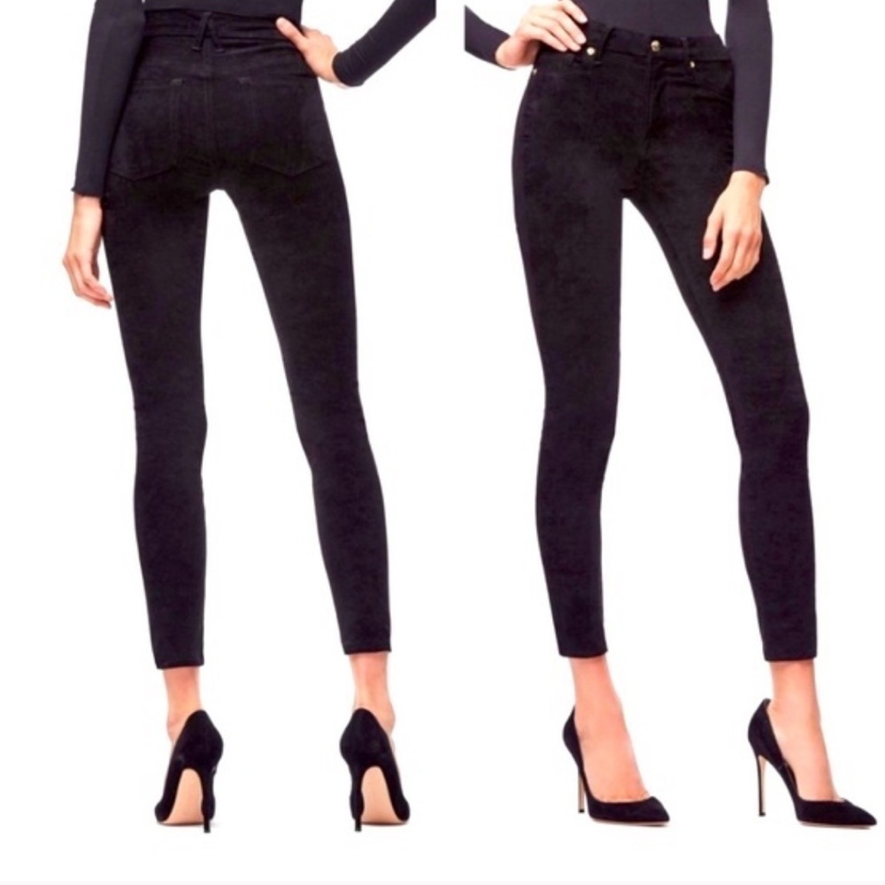 Good American Black Faux Suede Pants Straight 4 Sz 27